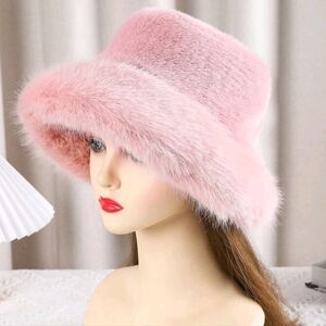 NWT Barbie Pink Faux Fur Super Fluffy Winter Bucket Hat